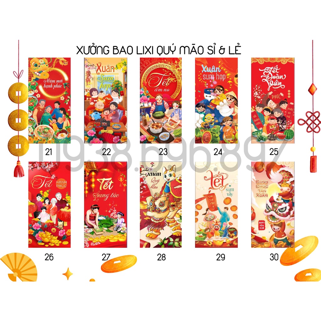 ĐƯỢC CHỌN MẪU Lì Xì Độc Lạ Hot Trend Giá Sỉ Rẻ Tết 2023- TẾT QUÝ MÃO