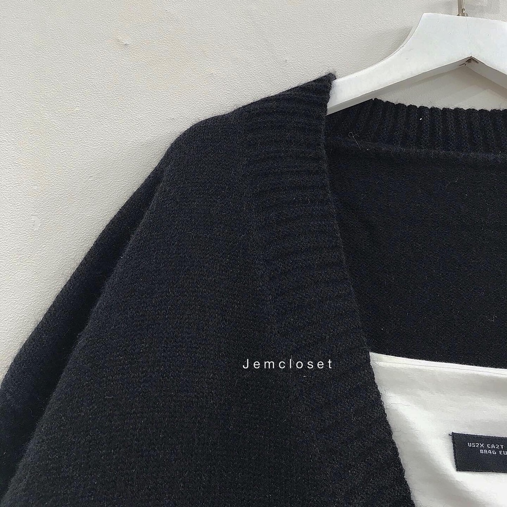 Áo Khoác Len JEM CLOSET Style Thu Đông Áo Khoác Nữ Form Rộng MOJI Cài Cúc 2 Màu Xám Đen Phong Cách Hàn Dễ Thương 1836