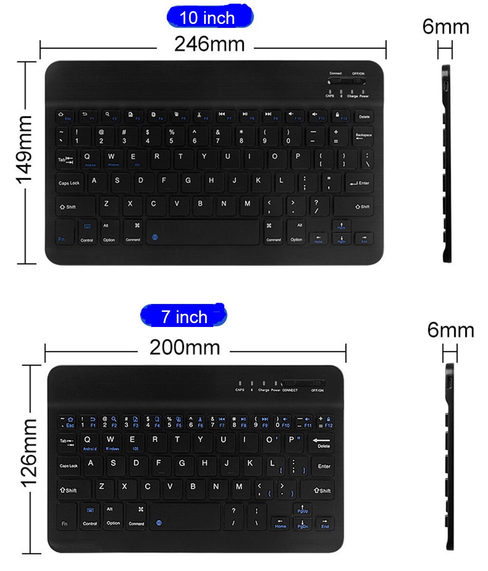 Bàn Phím Bluetooth Không Dây 10 Inch Có Thể Sạc Được Cho Máy Tính Bảng Ipad Laptop Pc