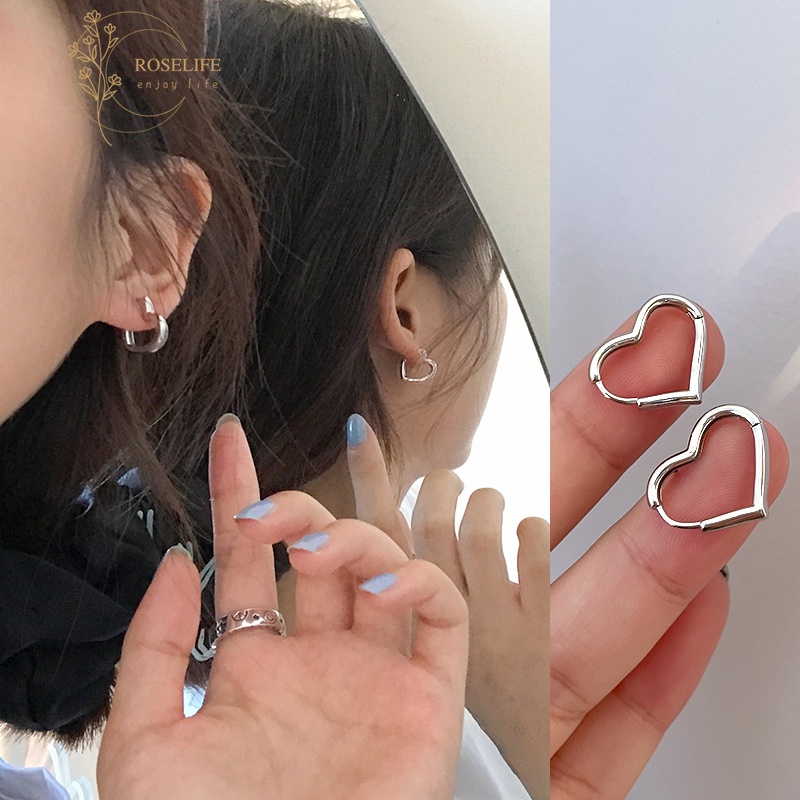 1 Cặp Bông Tai Hình Trái Tim Mạ Bạc S925 Chống Dị Ứng Thời Trang Dành Cho Nữ