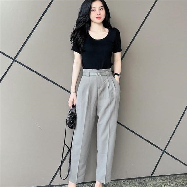 QUẦN BAGGY CẠP CAO CHIẾT LY KÈM ĐAI 0702QB