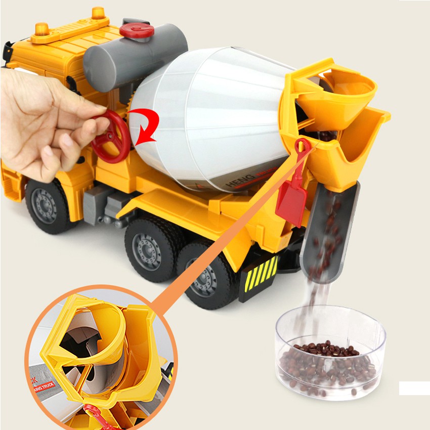 Xe chở bê tông mixer cement mô hình cỡ lớn đồ chơi trẻ em các loại - xe mô hình chạy đẩy trớn có âm thanh và đèn