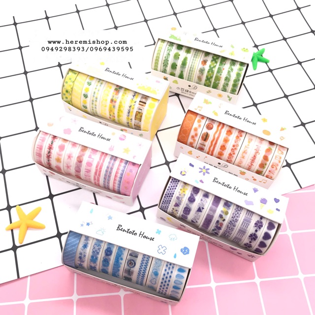 Băng dính Washi bán lẻ và bán set 10 cuộn