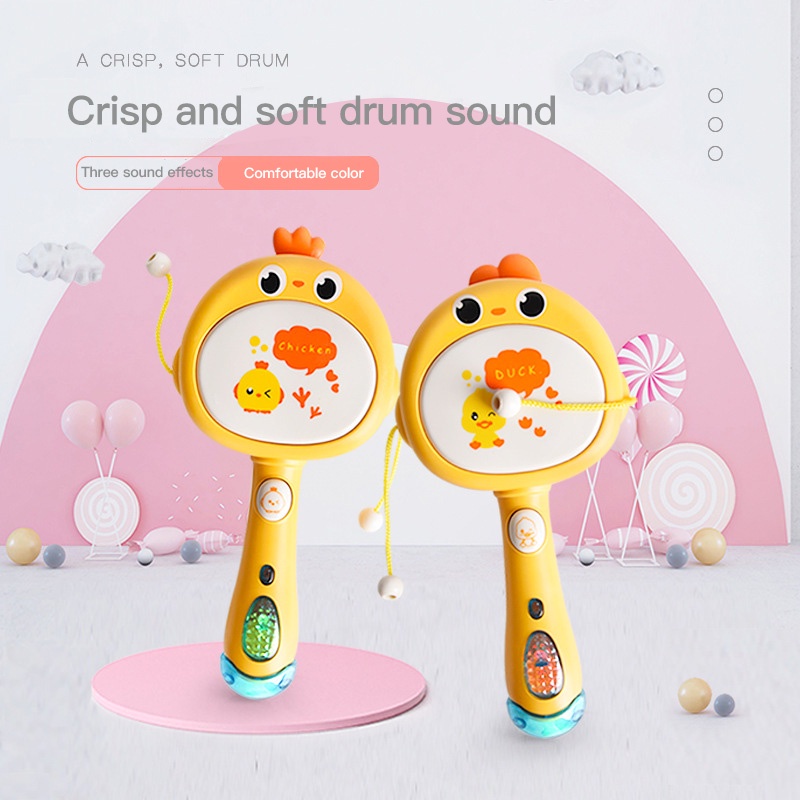 Đồ Chơi Lục Lạc Cầm Tay Họa Tiết Hoạt Hình Có Nhạc Và Đèn Cho Bé Sơ Sinh