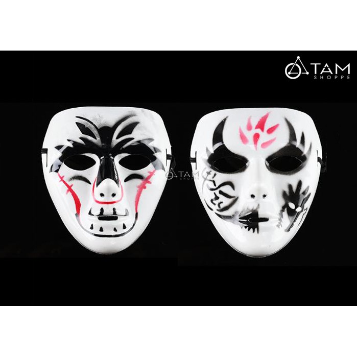 Mặt nạ Hiphop Ghost Dance Step nhựa trắng đen HLW-MN-33