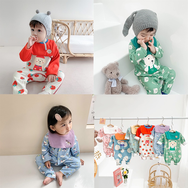 Bộ áo liền quần dễ thương cho bé 0-3 tuổi