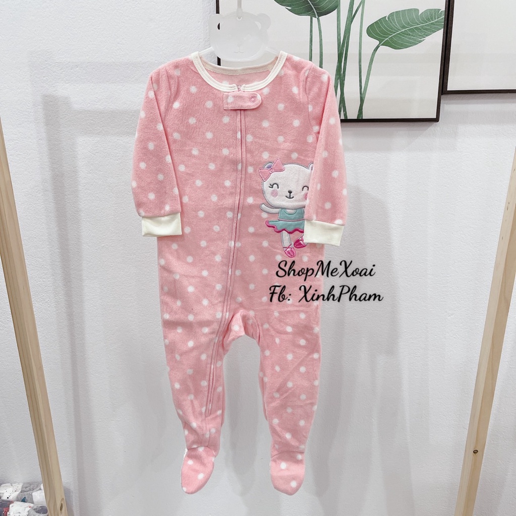 [Size 18M,24M] Bodysleep suit Nỉ, body ngủ cho bé  Hiệu Koalakids màu hồng chấm bi