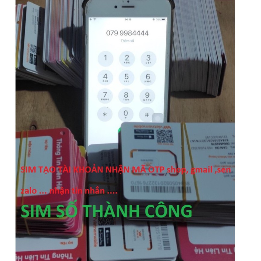 SIM VIETNAMOBILE NGHE GỌI , TẠO TÀI KHOẢN SHOPE, GMAIL, ZALO