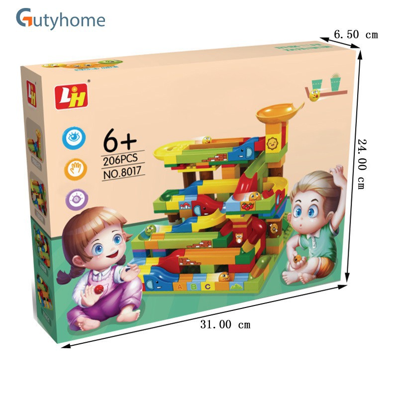Bộ Xếp Hình Cầu Trượt,Thả Bi 206 Chi Tiết Cho Bé Đồ Chơi Xếp Hình
