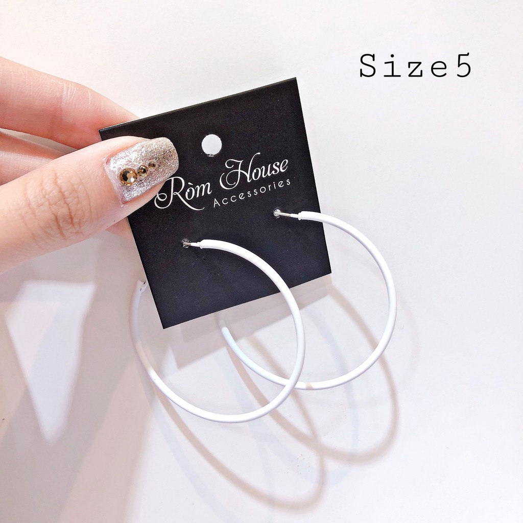 Khuyên tai tròn nữ Size 5cm Ròm House đủ màu sắc mang phong cách hàn quốc cực sang chảnh thích hợp cho nữ đi tiệc quẩy