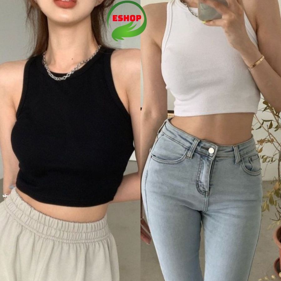 Áo croptop ba lỗ body ESHOP chất thun tăm gân đẹp,áo balo croptop nữ basic kiểu ôm bigsize mùa hè tập gym thể thao AT01
