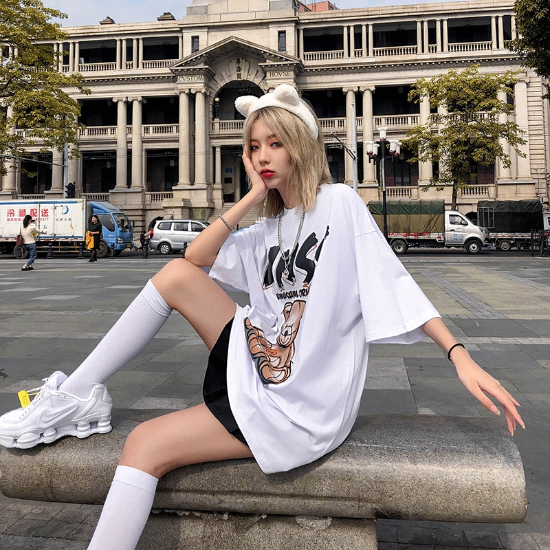 【Quảng châu】Áo thun tay lỡ nam nữ From rộng, áo phông Unisex dáng xuông streetwear