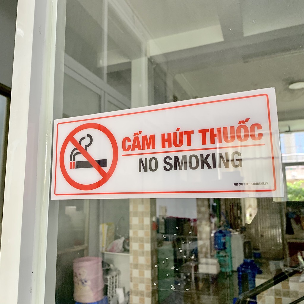 Biển Báo Cấm Hút Thuốc No Smoking - Tem cảnh báo - decal cảnh báo - sticker trang trí | BigBuy360 - bigbuy360.vn