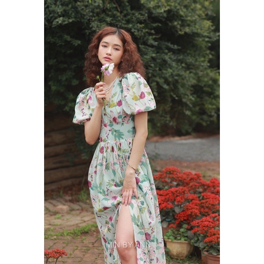 Đầm xuông ôm hoạ tiết hoa nhẹ nhàng chất chiffon Hàn Ciana dress