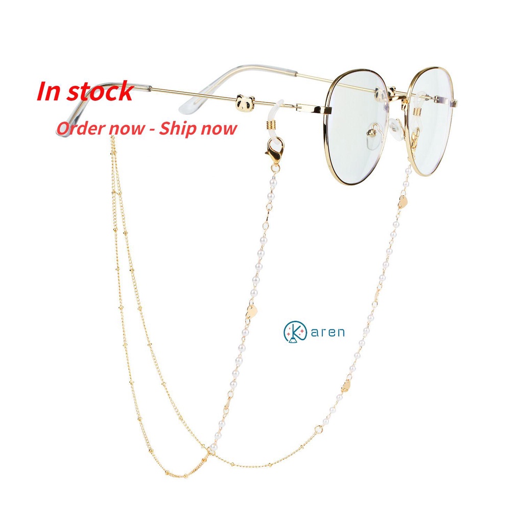 Dây đeo mắt kính phối hạt ngọc trai thiết kế thời trang