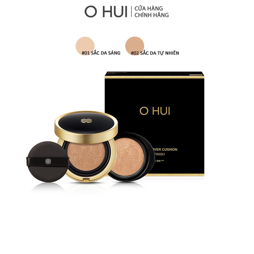 Phấn nước che khuyết điểm kiềm dầu OHUI Ultimate Cover Cushion Matt Finish SPF50+ PA+++ 15g Tặng thêm lõi refill 15g