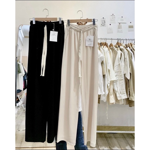 Quần ống xuông nữ chất len tăm mát - hàng có sẵn