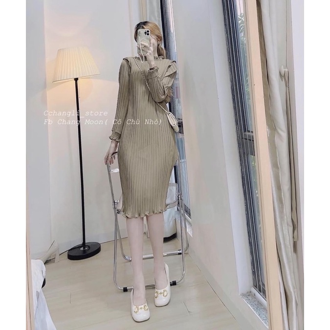 Váy  Kèm Đai Tay Bo Form Xuông Rộng-Bầu Bí Mặc Được | BigBuy360 - bigbuy360.vn