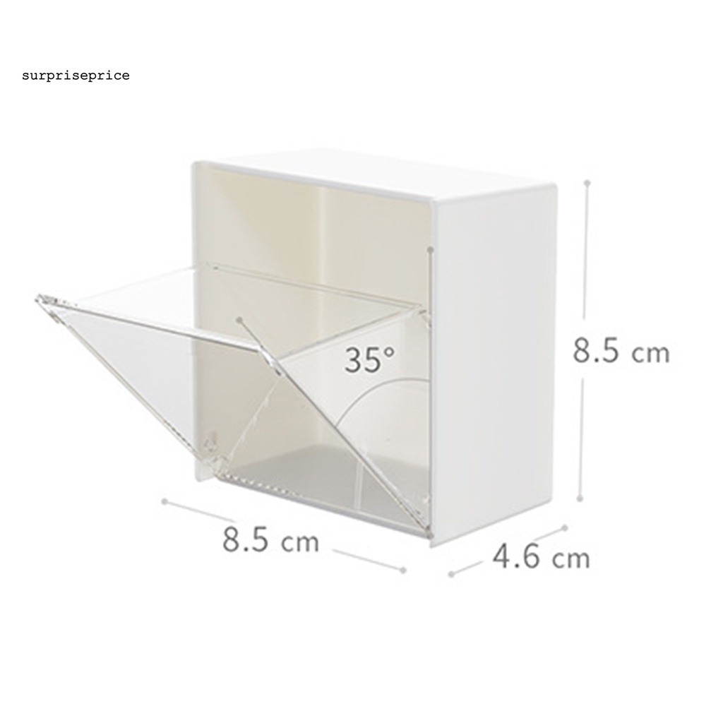 SPA Stylish Cable Holder Transparent Wall Hanging Semi-clamshell Multi-purpose Storage Box Sturdy for Storing Cotton Swabs