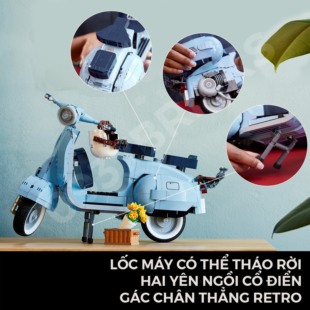 [HOT 2022] LEGO 10298 XE VESPA cổ điển 125cc thập niên 1960 0937Bricks