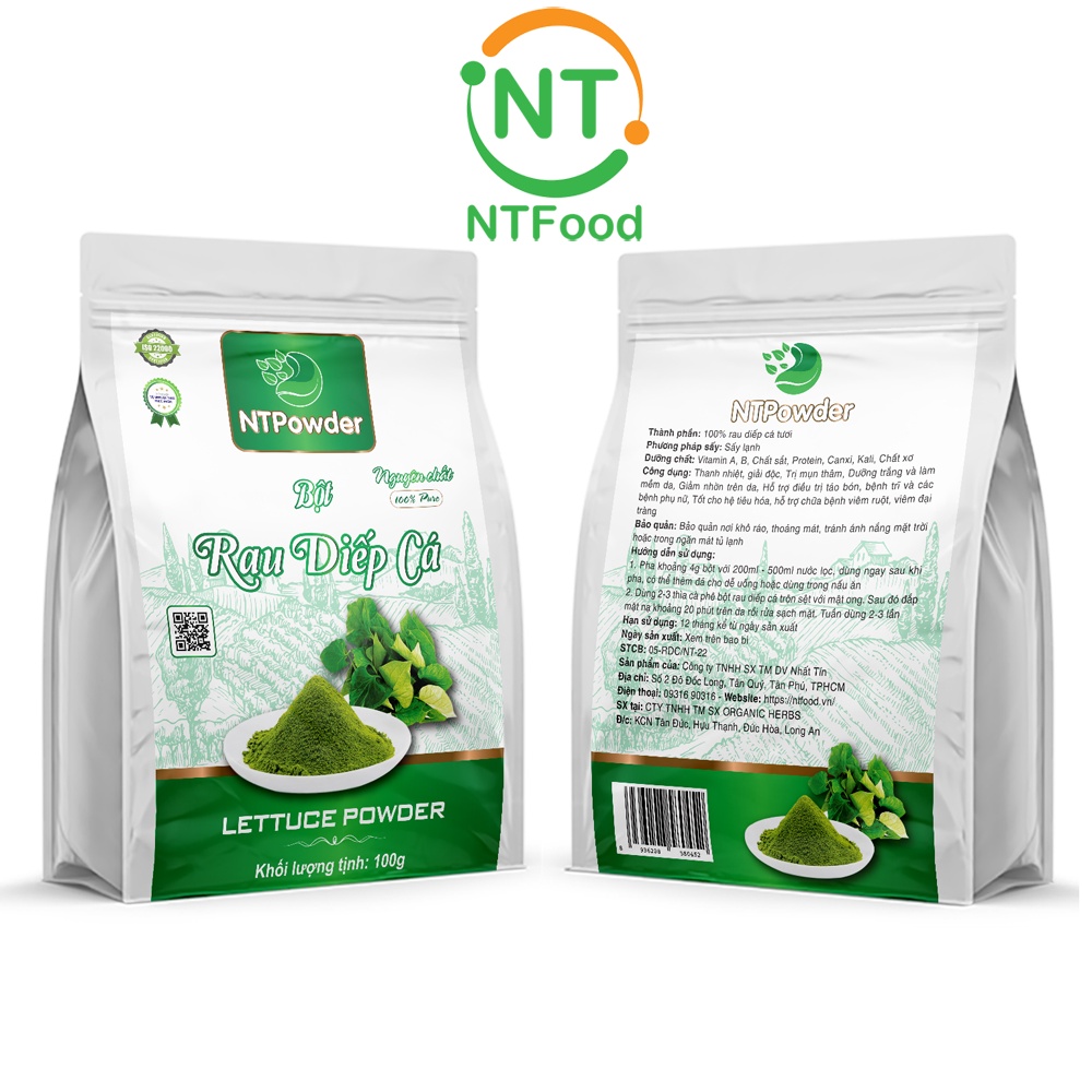 Combo Bột Rau Diếp Cá sấy lạnh nguyên chất NTPOWDER 100gr và Mật Ong hoa cafe NTFOOD 330ml - Nhất Tín Food