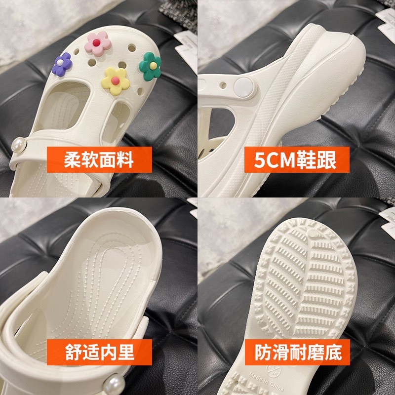 Dép cross sục khoét đế dày siêu nhẹ, tặng kèm sticker hoa siêu xinh D203