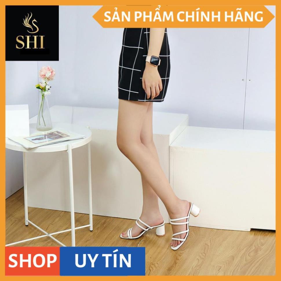 Dép cao gót Erosska thời trang mũi vuông phối dây quai mảnh cao 5cm màu kem _ EM038 | BigBuy360 - bigbuy360.vn