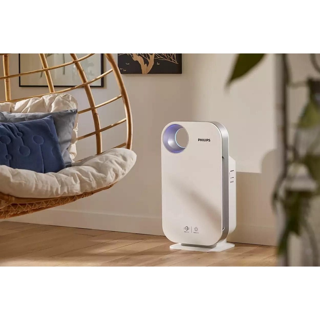 Máy lọc không khí Philips AC4550/10 chứa bộ lọc HEPA và than hoạt tính có kết nối với ứng dụng trên điện thoại