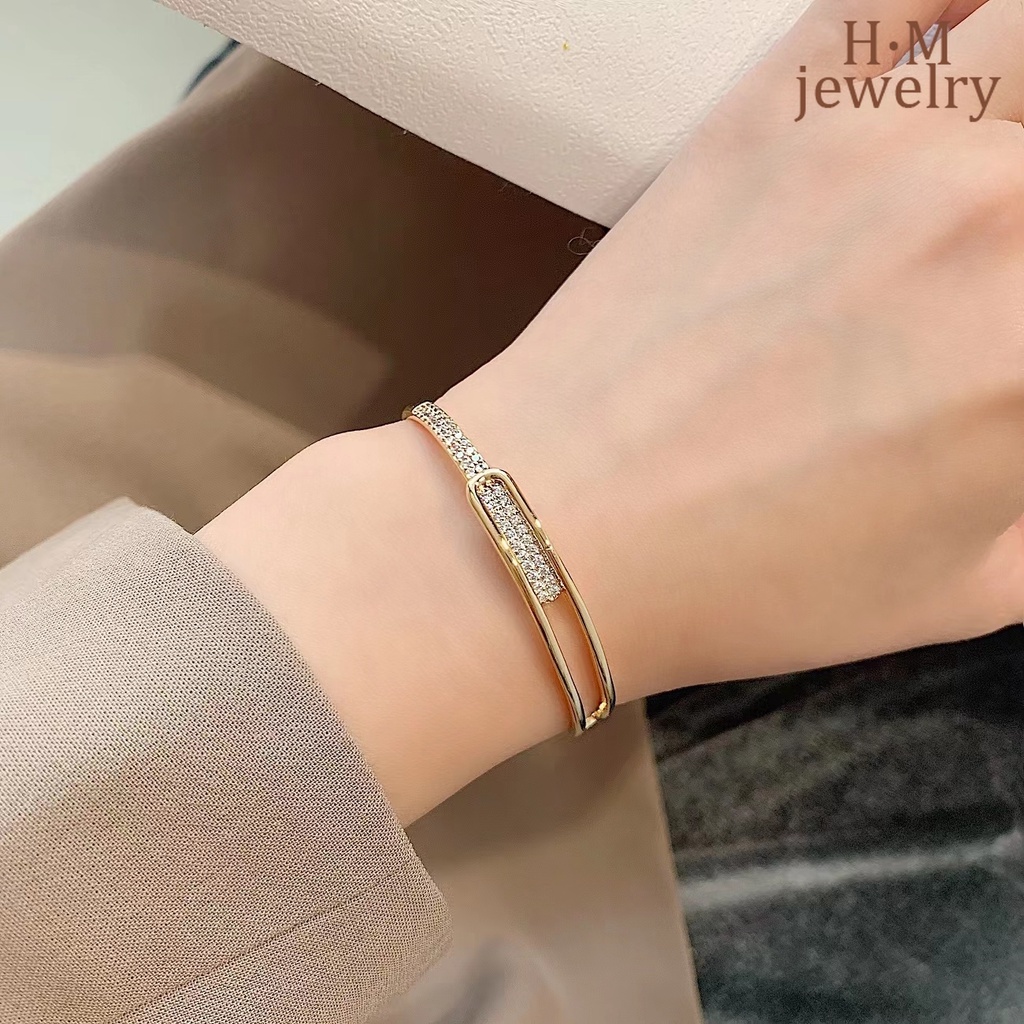 Vòng Tay Mở Đính Đá Kim Cương Lấp Lánh Siêu Sáng Lấp Lánh Kiểu Mới S925