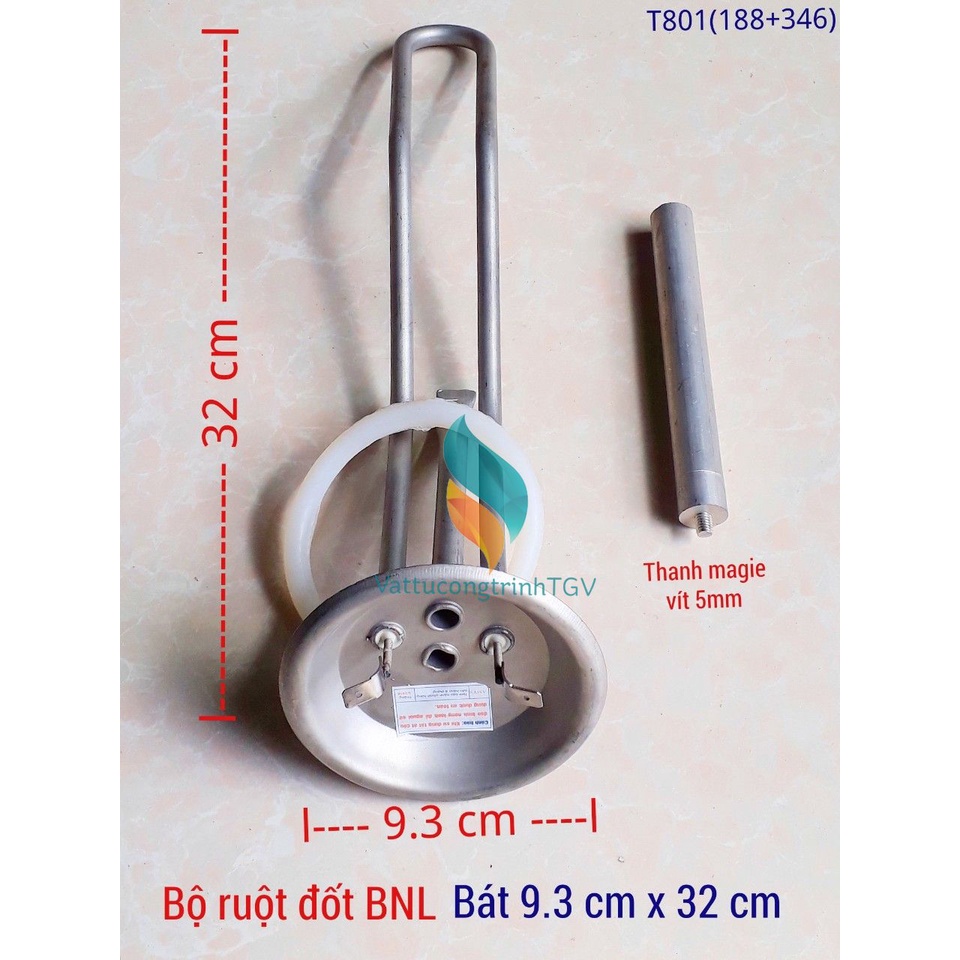 Bộ ruột đốt Bình nóng lạnh FERROLI ngang bát tròn  9,3cm x 32cm + Thanh magie 5mm (188+346)