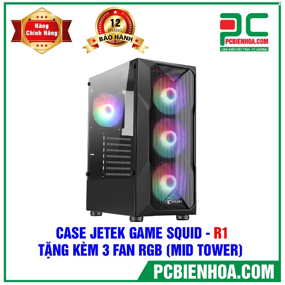 THÙNG CASE JETEK GAME SQUID R1 ( TẶNG KÈM 3 FAN RGB ) ( MID TOWER )