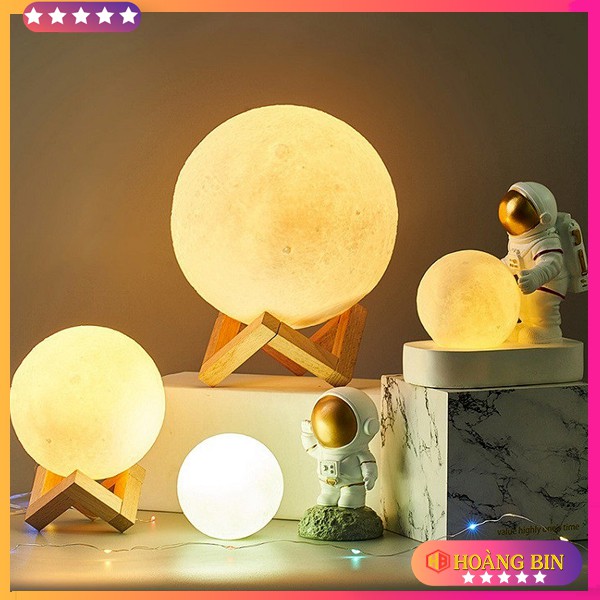 Đèn ngủ 3D mặt trăng dùng pin, đèn ngủ để bàn siêu đẹp lãng mạn làm đèn trang trí phòng cưới, quà tặng sinh nhật