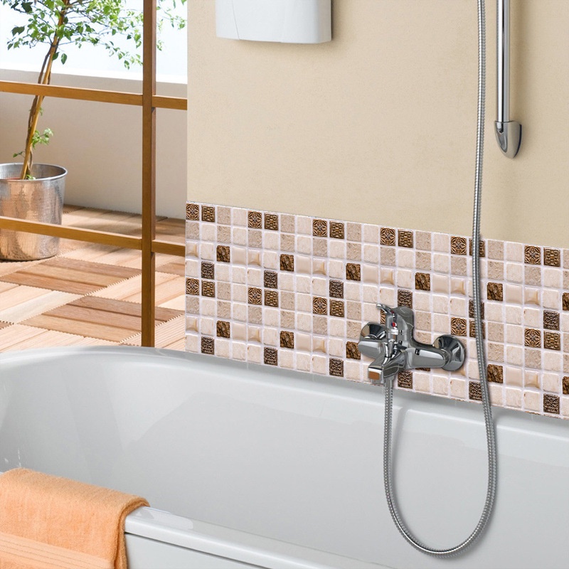 Set 10 Miếng Dán Tường Giả Gạch Gốm 10X10CM Trang Trí Phòng Ngủ