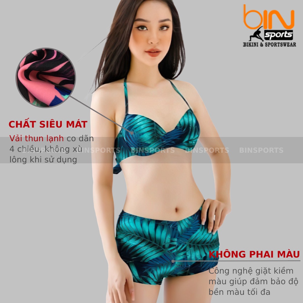 Đồ Bơi Nữ Đi Biển Hai Mảnh Hoa Lá Freesize Bin Sports BHV065