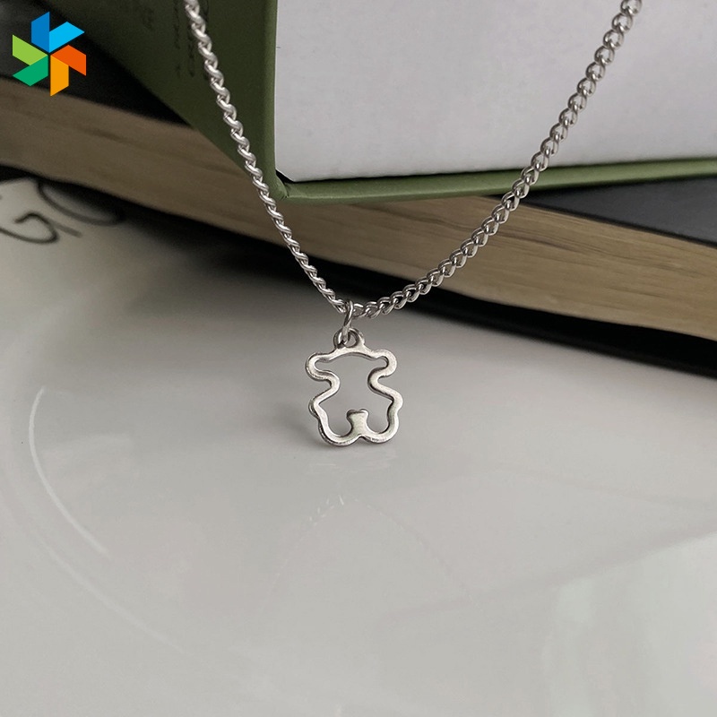 Vòng cổ Mặt Hình Gấu Khoét Rỗng Đơn Giản Cho Nữ JP6