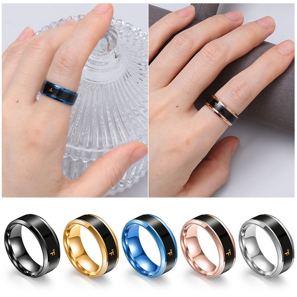 Nhẫn Đo Nhiệt Độ Thông Minh Bằng Thép Không Gỉ Có Màn Hình Hiển Thị Nhiều Màu