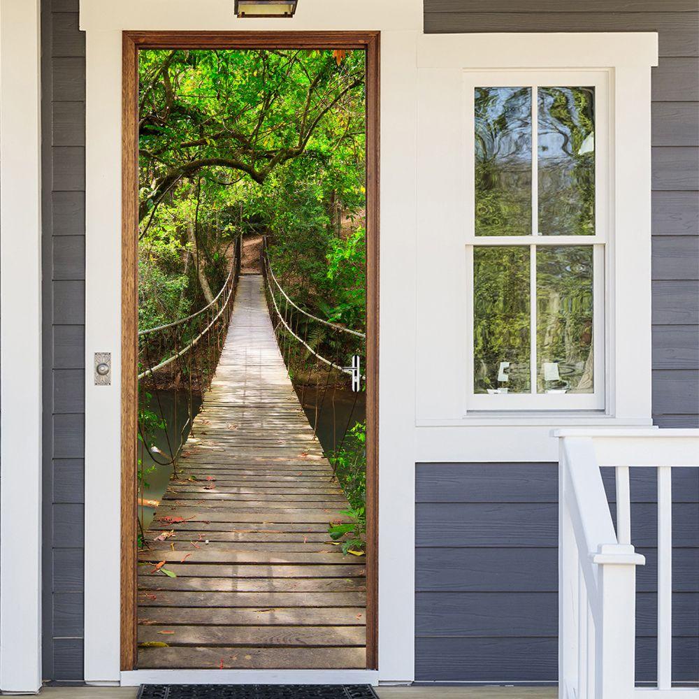 YNATURAL Miếng Dán Cửa Bằng PVC Tự Dính Hình Phong Cảnh Thiên Nhiên