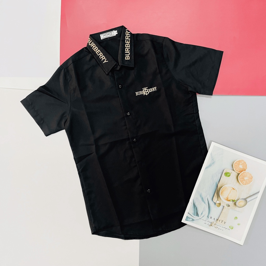 Áo Sơ Mi Nam Tay Ngắn Thêu Chữ Vải Lụa Cao Cấp Mềm Mịn Phong Cách Sang Trọng Lịch Lãm [NEW UNISEX]