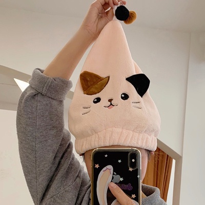 Khăn Gội Đầu Em Meow , Quấn Đầu Loại Dày - Khăn Quấn Ủ Lau Khô Tóc Mẫu Dễ Thương