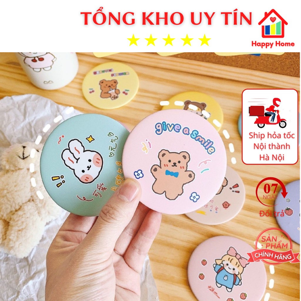 Gương trang điểm bỏ túi loại mini, gương cầm tay nhỏ xinh xinh bỏ túi Happy Home