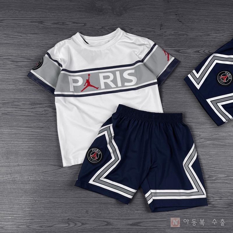 Bộ short Paris đen trắng cao cấp bé trai