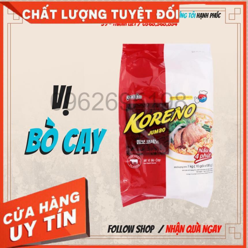 MÌ KORENO JUMBO HÀN QUỐC 1KG GÀ - TÔM - BÒ CAY - KIM CHI