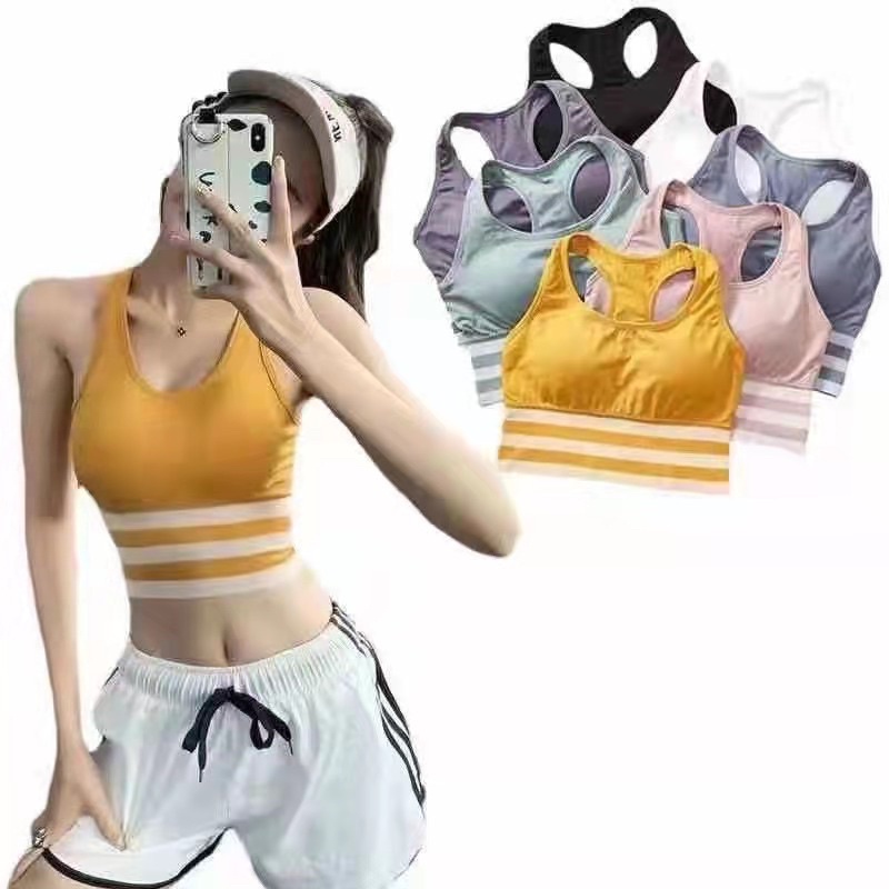 Hot - Áo bra tập gym, yoga 3 gân sọc siêu co giãn