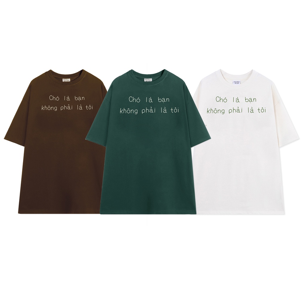 ÁO THUN FF FORM RỘNG CHÓ VÀ BẠN, VẢI THUN 2 CHIỀU COTTON 250GSM