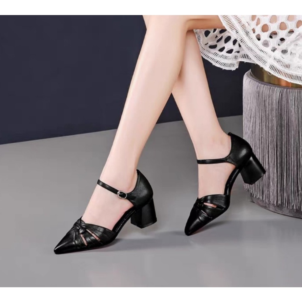 Giày cao gót mũi nhọn cao cấp - da mềm - gót cao 5p
