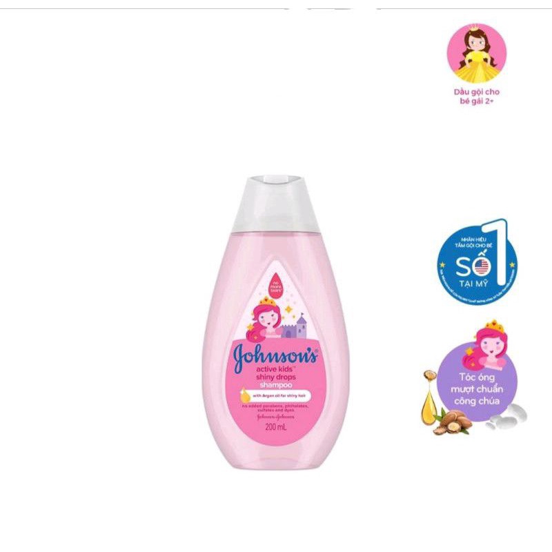 Dầu gội Johnson's Baby Active Kids Shiny Drops óng mượt 200ml cho bé gái