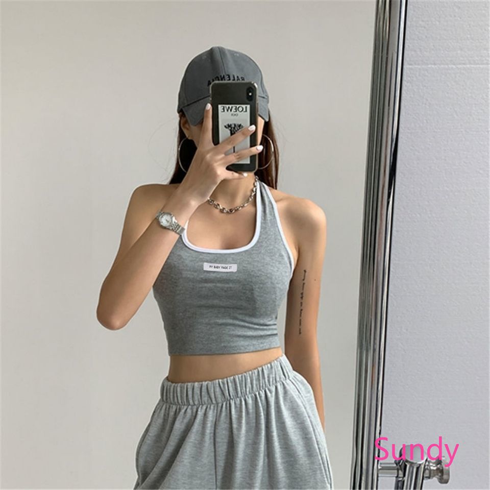 Áo Croptop Thể Thao Ôm Dáng Phối Dây Gợi Cảm Thời Trang Cho Nữ