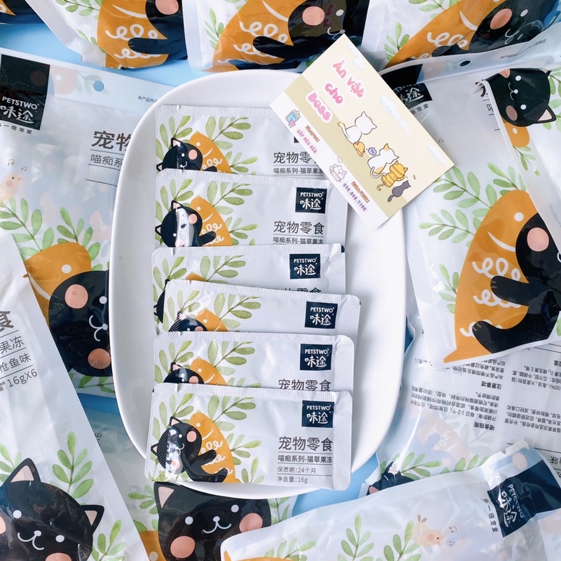 Soup Cỏ Mèo vị Cá ngừ gói 16gr PETSTWO tiêu lông
