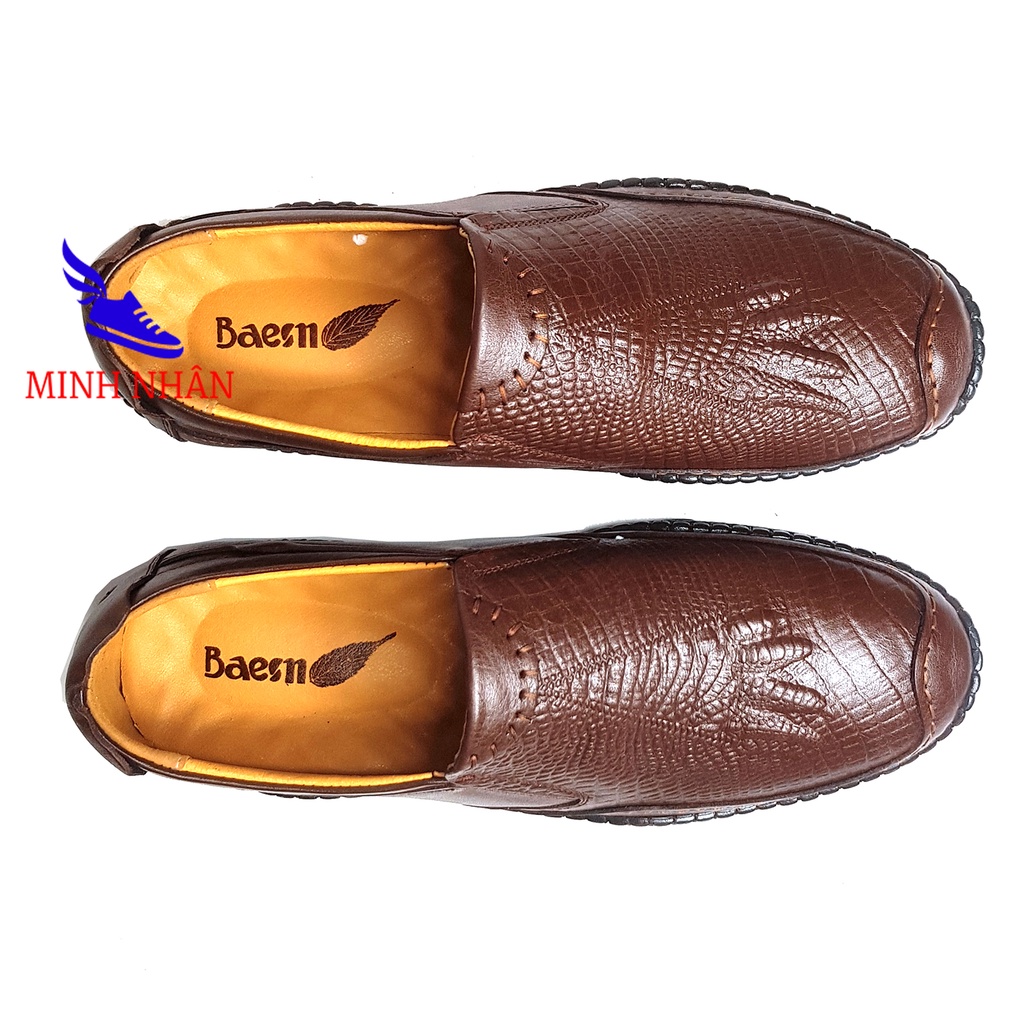 Giày lười giày nam da PU cao cấp Slip on đế bệt in vân cá sấu đẹp xỏ không dây thuận tiện giá rẻ S-22