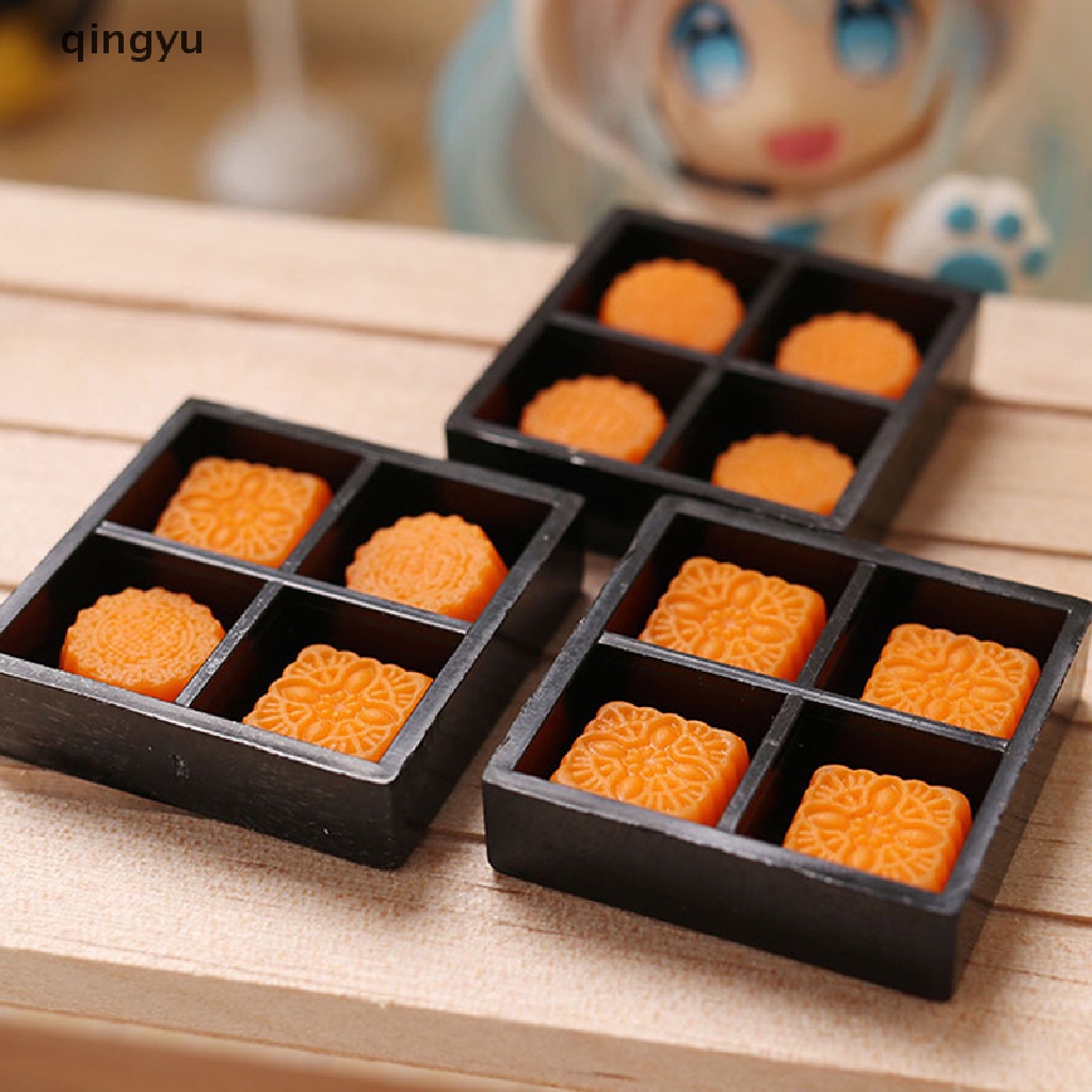 qingyu 1 Set Miniature Mid-Autumn Mooncake Mini Model 1:12 Doll House Life Scene Toys PLI